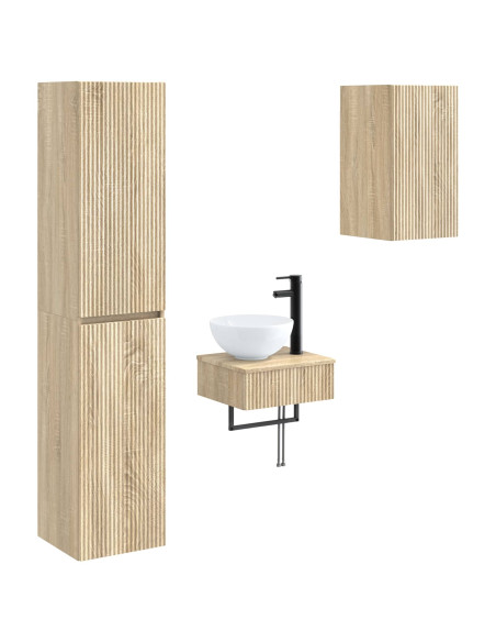 Set di mobili per il bagno 3 pz Rovere Sonoma