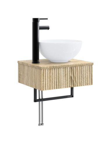 Set di mobili per il bagno 3 pz Rovere Sonoma
