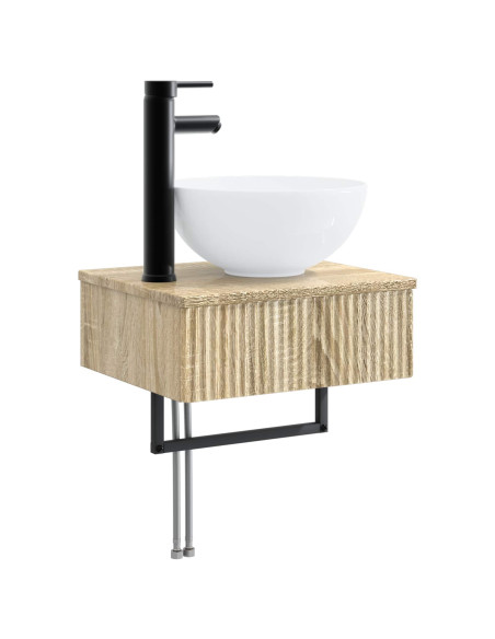 Set di mobili per il bagno 3 pz Rovere Sonoma