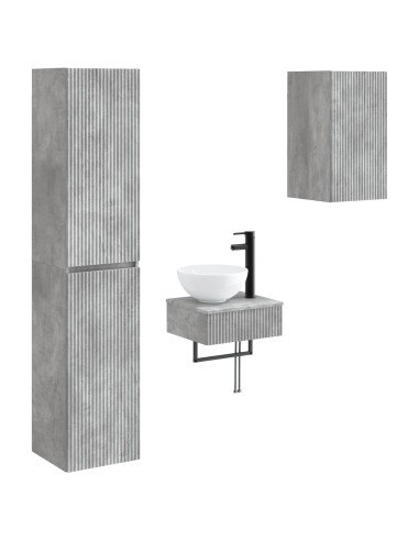 Set di mobili per il bagno 3 pz Grigio Cemento