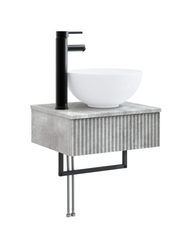Set di mobili per il bagno 3 pz Grigio Cemento