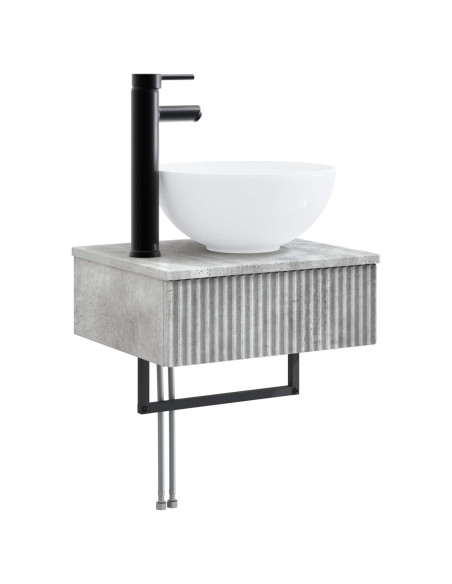 Set di mobili per il bagno 3 pz Grigio Cemento