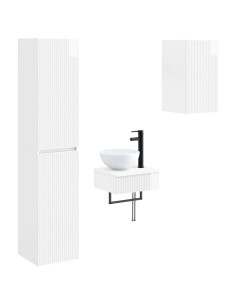 Set di mobili per il bagno 3 pz Bianco Lucido 2