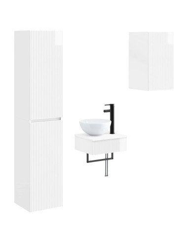 Set di mobili per il bagno 3 pz Bianco Lucido