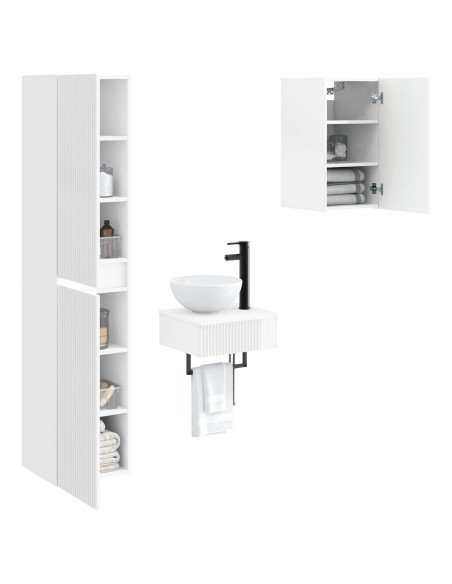 Set di mobili per il bagno 3 pz Bianco Lucido