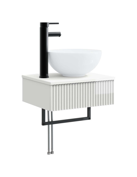 Set di mobili per il bagno 3 pz Bianco Lucido