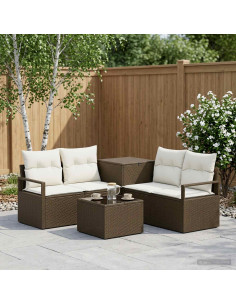 Set di divani 6 pz Marrone e Bianco Crema