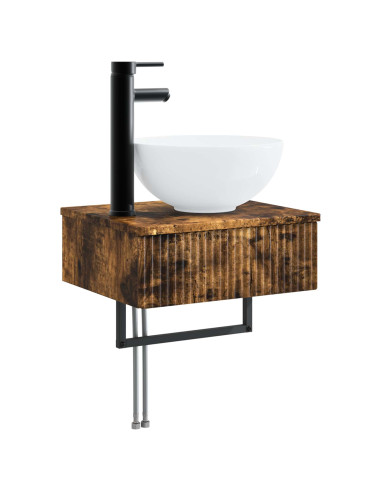 Set di mobili per il bagno 3 pz Rovere Fumo 33 x 34,5 x 160 cm