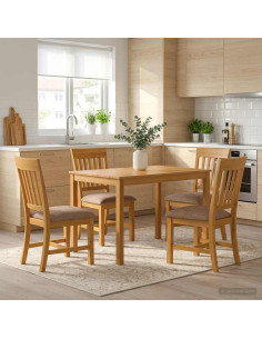 Set da pranzo 5 pz Grigio Legno di Quercia Massello