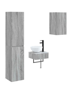 Set di mobili per il bagno 3 pz Sonoma grigio 2