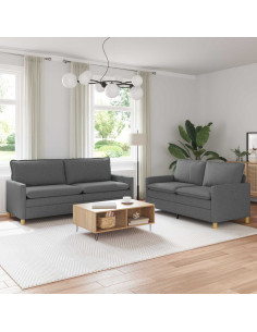 Set di divani 2 pz Grigio Scuro Tessuto