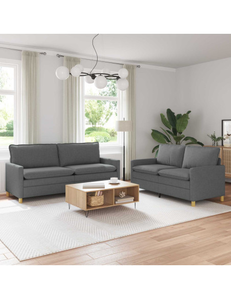 Set di divani 2 pz Grigio Scuro Tessuto