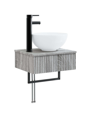 Set di mobili per il bagno 3 pz Sonoma grigio
