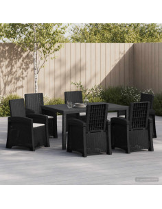 Set da Pranzo per Giardino 7 pz Antracite e Grigio chiaro PP