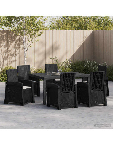 Set da Pranzo per Giardino 7 pz Antracite e Grigio chiaro PP
