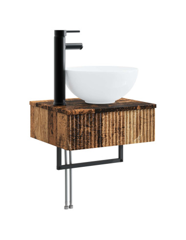 Set di mobili per il bagno 3 pz Legno antico 33 x 34,5 x 160 cm