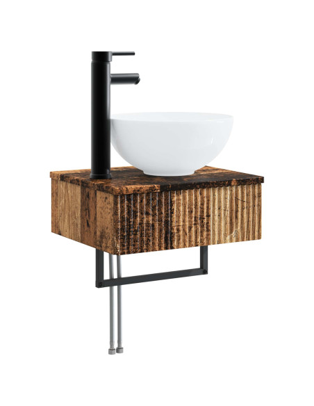 Set di mobili per il bagno 3 pz Legno antico 33 x 34,5 x 160 cm