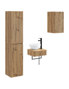 Set di mobili per il bagno 3 pz Rovere Artigianale 2