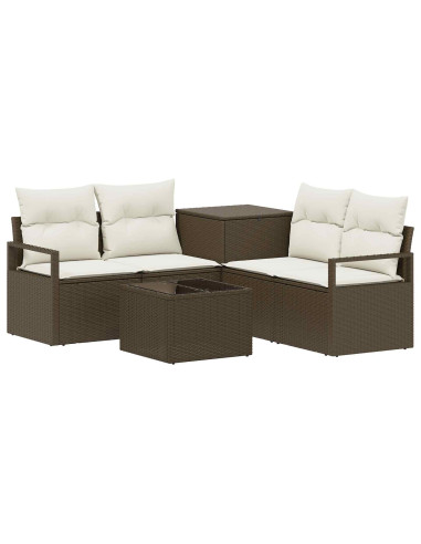 Set di divani 6 pz Marrone e Bianco Crema