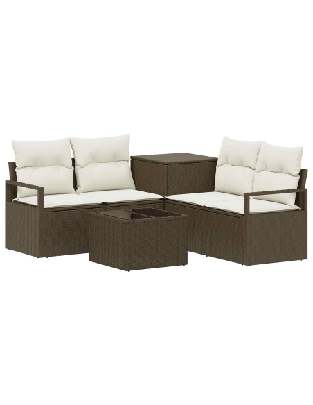 Set di divani 6 pz Marrone e Bianco Crema