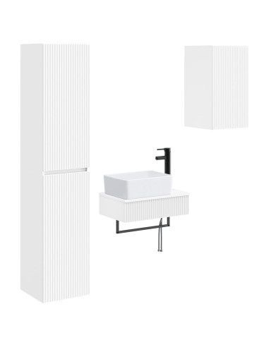 Set di mobili per il bagno 3 pz Bianco 33 x 34,5 x 160 cm