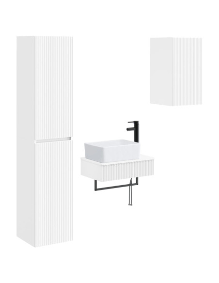 Set di mobili per il bagno 3 pz Bianco 33 x 34,5 x 160 cm