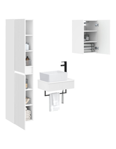 Set di mobili per il bagno 3 pz Bianco 33 x 34,5 x 160 cm