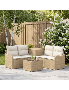 Set di divani 6 pz Beige e Bianco Crema