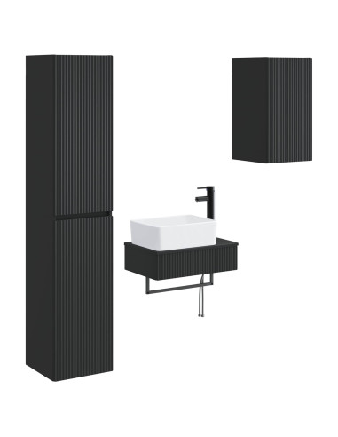 Set di mobili per il bagno 3 pz Nero 33 x 34,5 x 160 cm