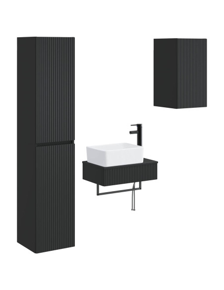 Set di mobili per il bagno 3 pz Nero 33 x 34,5 x 160 cm
