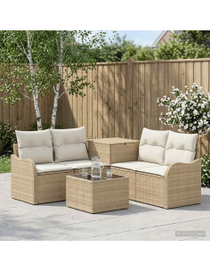 Set di divani 6 pz Beige e Bianco Crema