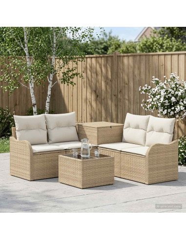 Set di divani 6 pz Beige e Bianco Crema
