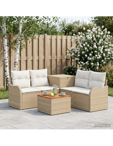 Set di divani 6 pz Beige e Bianco Crema