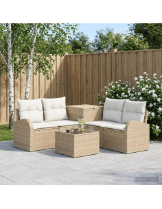 Set di divani 6 pz Beige e Bianco Crema