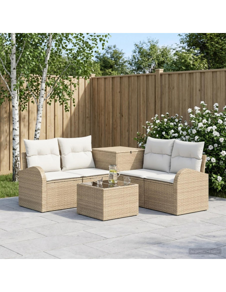 Set di divani 6 pz Beige e Bianco Crema