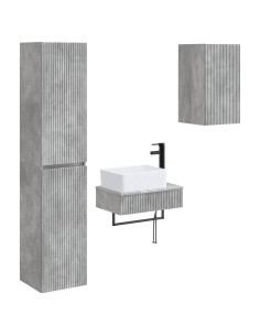 Set di mobili per il bagno 3 pz Grigio Cemento 2