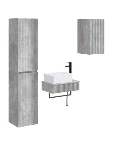Set di mobili per il bagno 3 pz Grigio Cemento