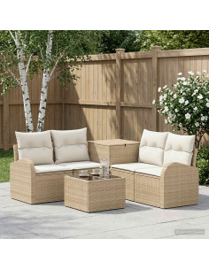 Set di divani 6 pz Beige e Bianco Crema