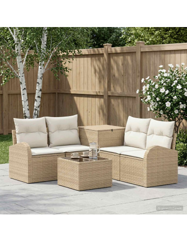 Set di divani 6 pz Beige e Bianco Crema