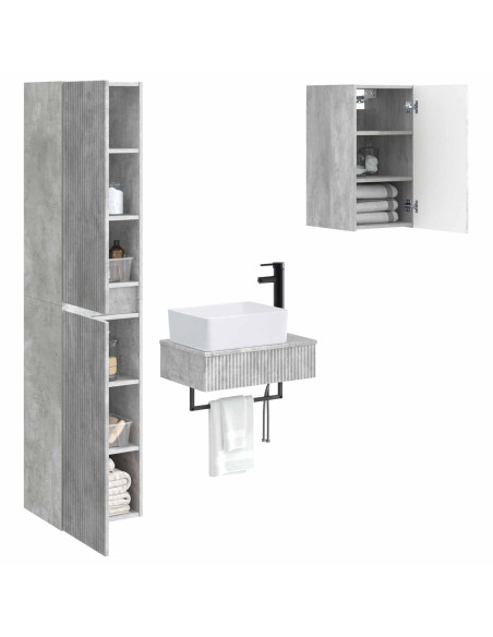 Set di mobili per il bagno 3 pz Grigio Cemento