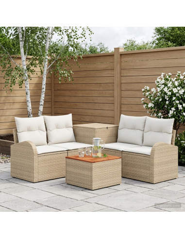 Set di divani 6 pz Beige e Bianco Crema