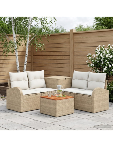 Set di divani 6 pz Beige e Bianco Crema