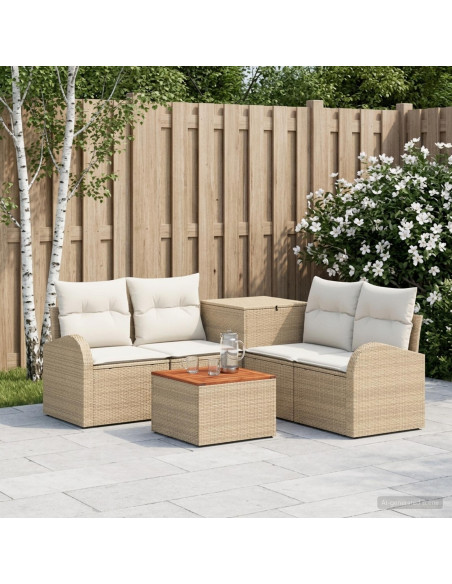 Set di divani 6 pz Beige e Bianco Crema