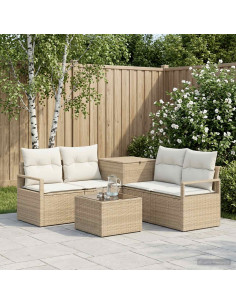 Set di divani 6 pz Beige e Bianco Crema
