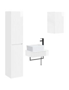 Set di mobili per il bagno 3 pz Bianco Lucido 2