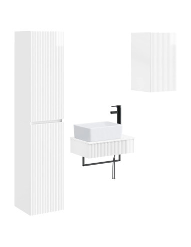 Set di mobili per il bagno 3 pz Bianco Lucido