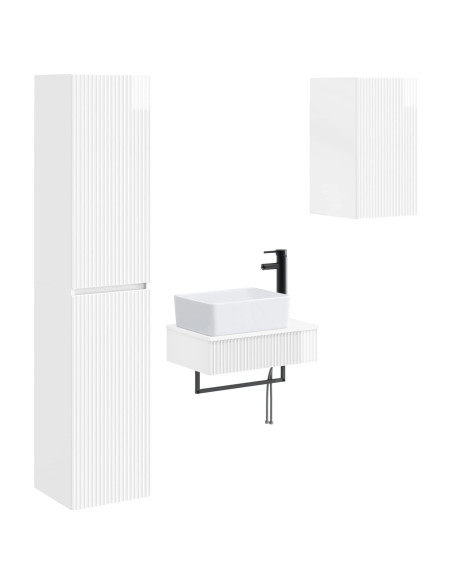 Set di mobili per il bagno 3 pz Bianco Lucido