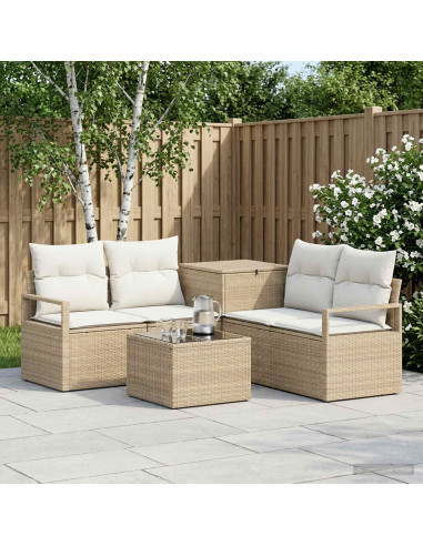Set di divani 6 pz Beige e Bianco Crema