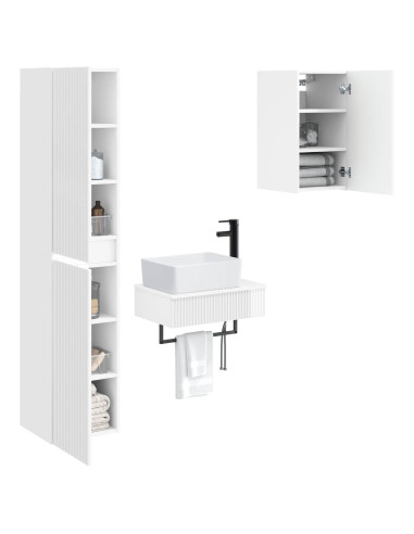 Set di mobili per il bagno 3 pz Bianco Lucido