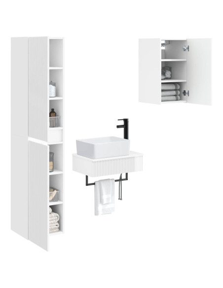 Set di mobili per il bagno 3 pz Bianco Lucido